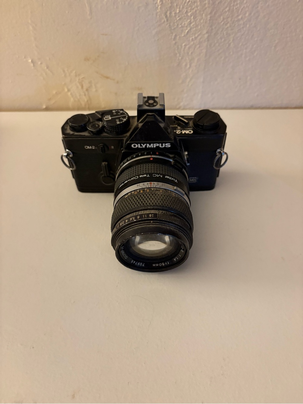 Olympus Black SLR Film Camera with 50mm Zuiko Lens